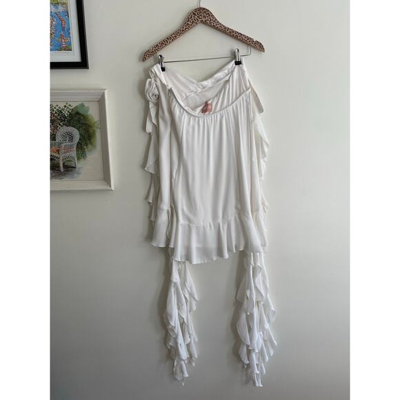SHOW ME YOUR MUMU Ramona White Ruffle Mini Dress Size Large - Picture 12 of 13